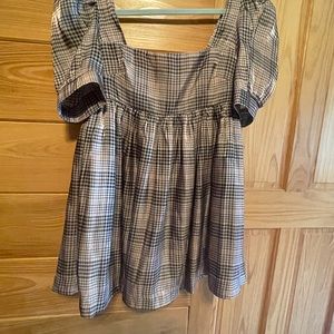 EN SAISON Plaid Organza Mini Dress